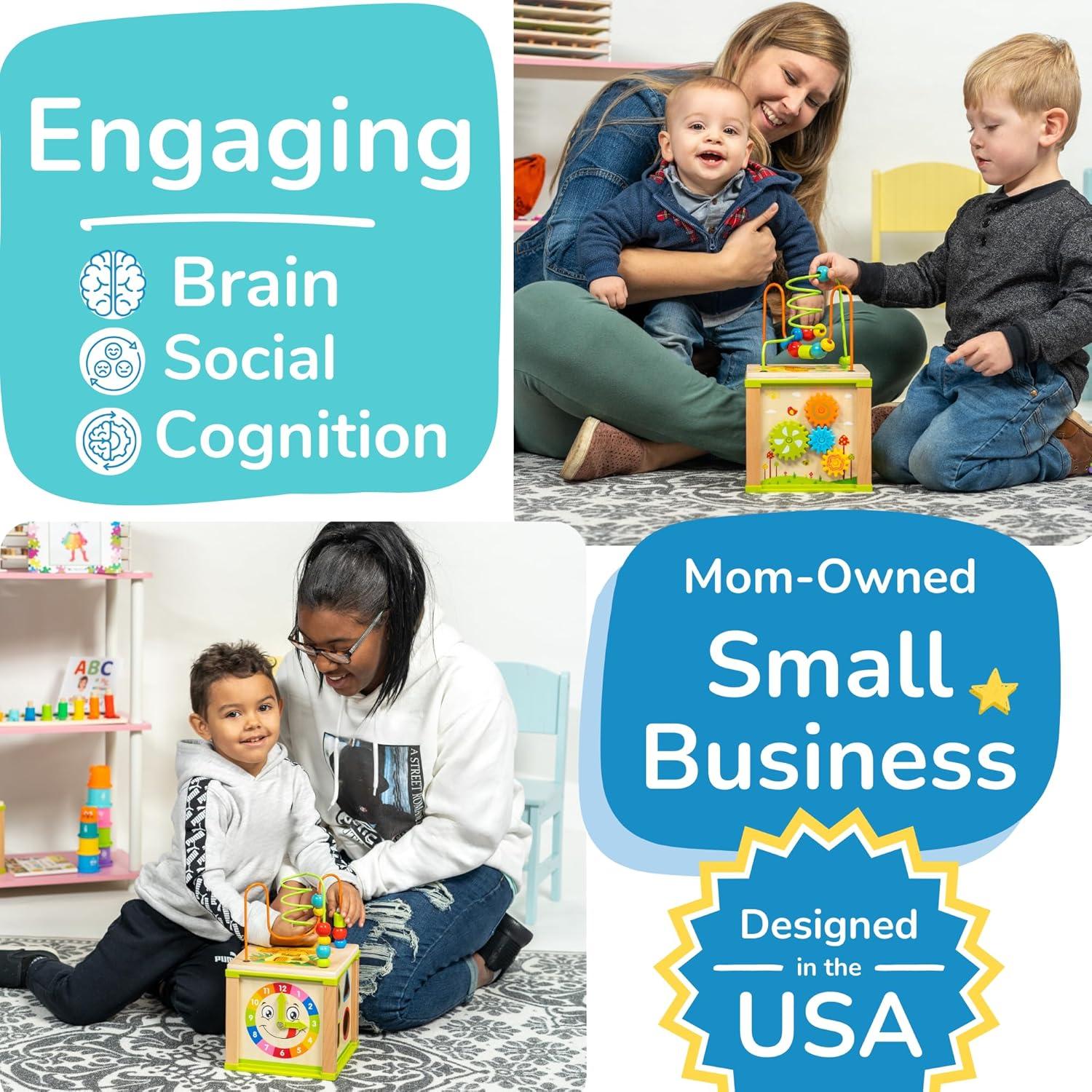 Cubo de Actividad de Madera ToyVentive 5 en 1 para Niños