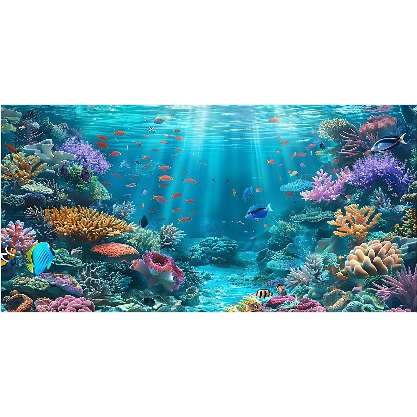 Fondo de Acuario Coral Azul 90x45 cm Poliester Dizifinn