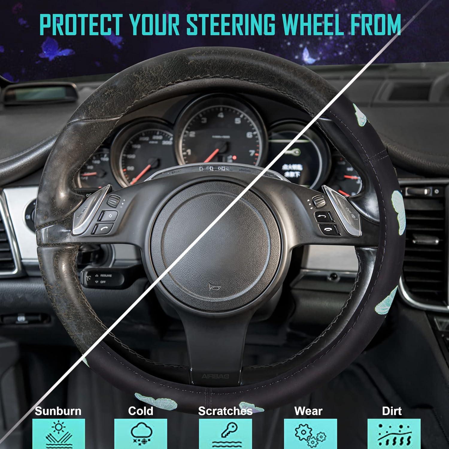 Cubierta de Volante CAR PASS 15" Antideslizante Mariposa Mint