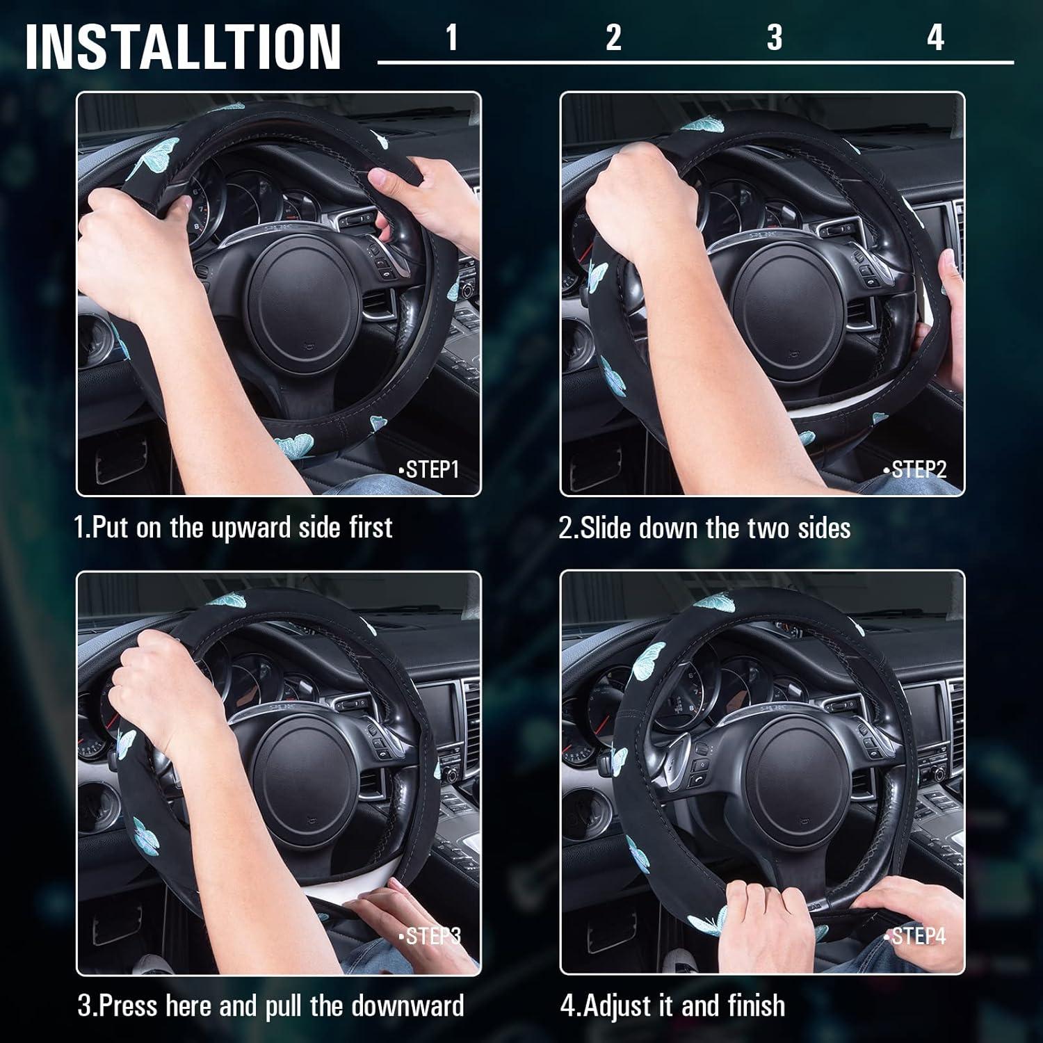 Cubierta de Volante CAR PASS 15" Antideslizante Mariposa Mint