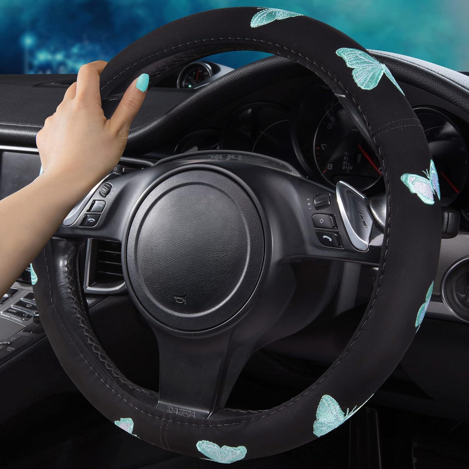 Cubierta de Volante CAR PASS 15" Antideslizante Mariposa Mint