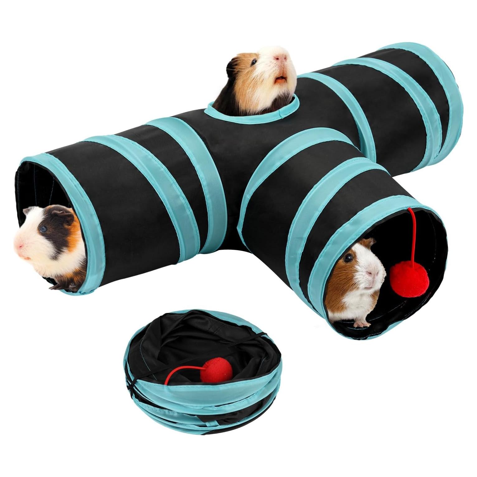 Túnel Colapsable para Cobayas Rypet 3 Vías 47 cm Azul Negro