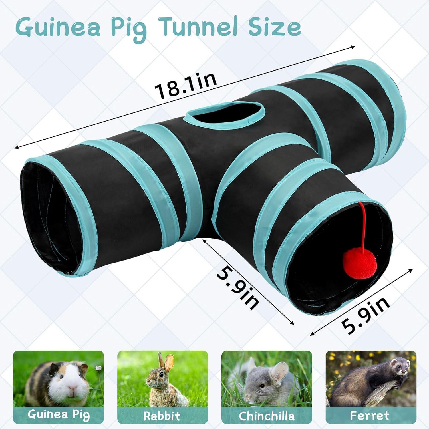 Túnel Colapsable para Cobayas Rypet 3 Vías 47 cm Azul Negro