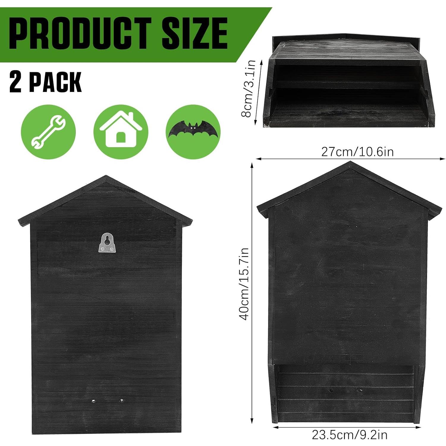 Casa para Murciélagos Wenqik de Madera 2 Cámaras 40x27 cm