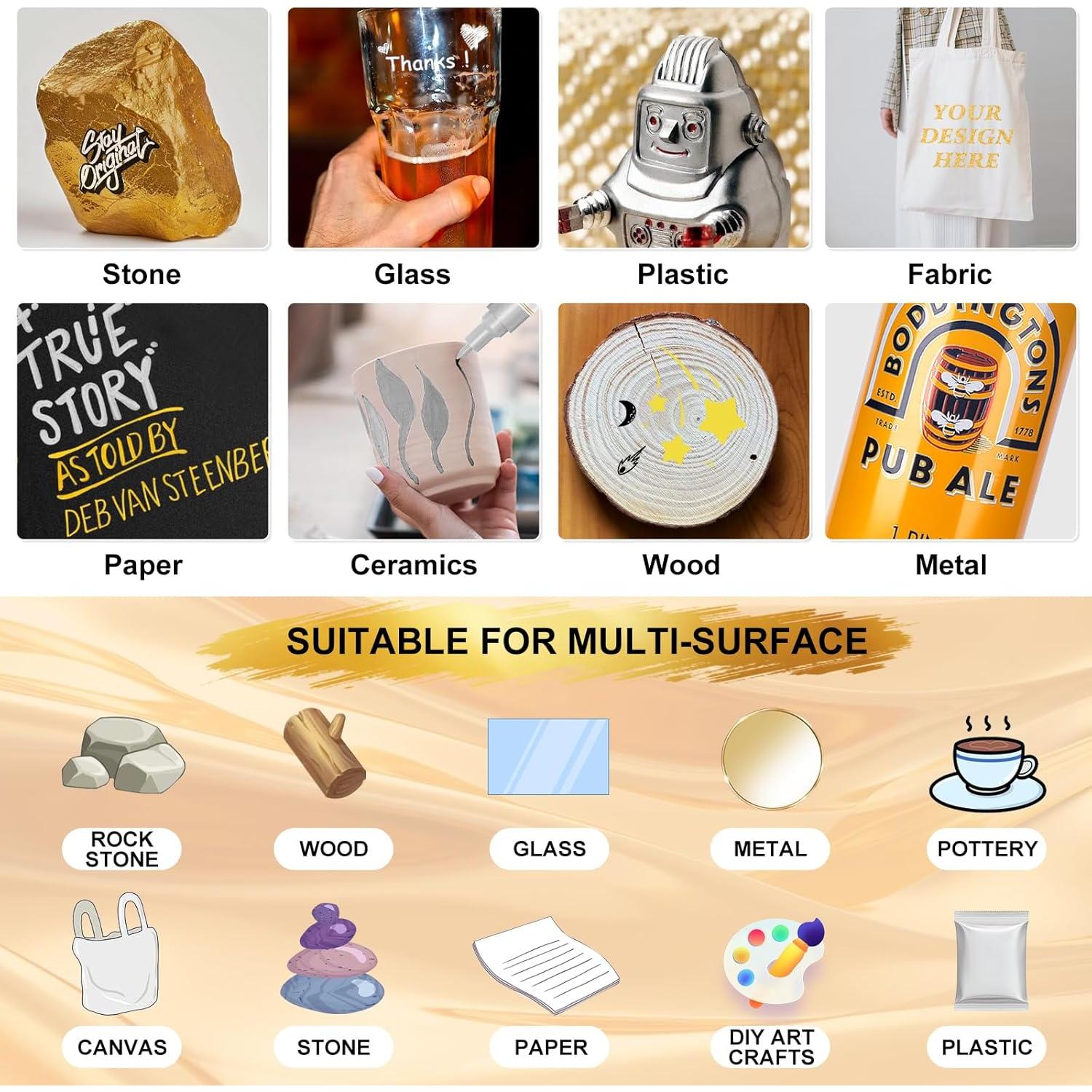 Paquete de 4 Marcadores de Pintura Acrílica GPLMQ Doble Punta 0.7mm 3mm