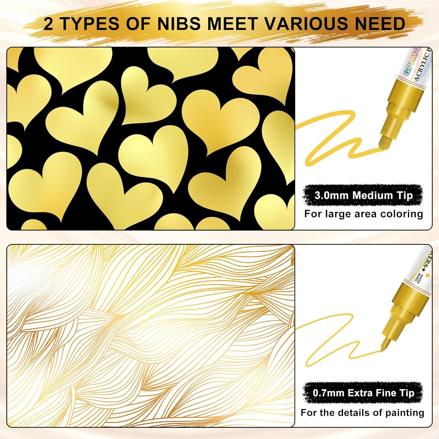 Paquete de 4 Marcadores de Pintura Acrílica GPLMQ Doble Punta 0.7mm 3mm