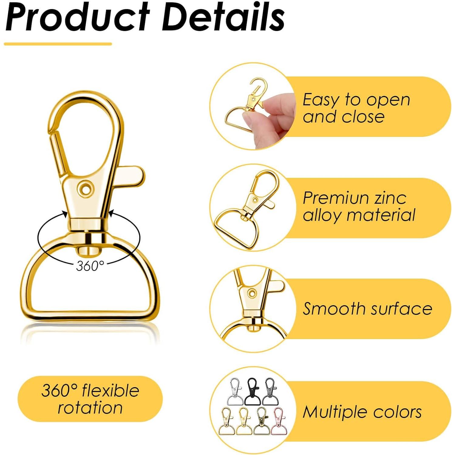 Ganchos de Clip Giratorios Anezus 80 Pcs Metal 2.54 cm