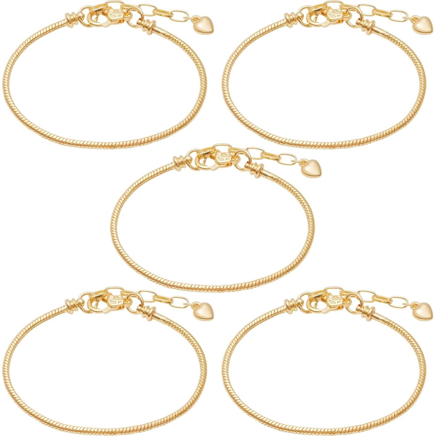 Kit de Pulseras de Cadena Tiggell 5 Piezas Corazón Oro