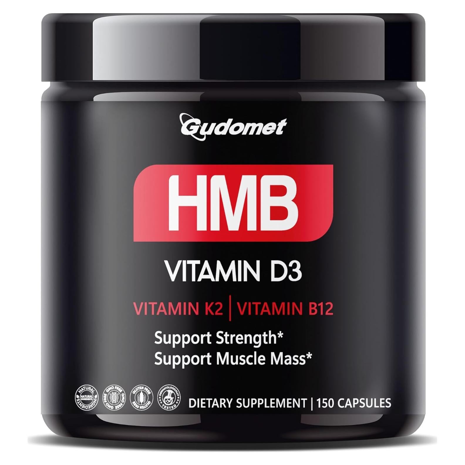Suplemento HMB Gudomet con Vitamina D3, K2 y B12 - 150 Cápsulas