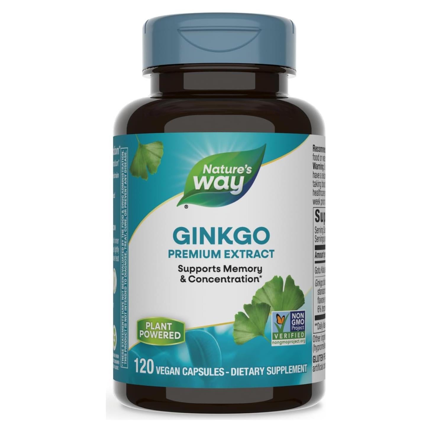 Extracto de Ginkgo Nature's Way 120 Cápsulas Memoria y Concentración