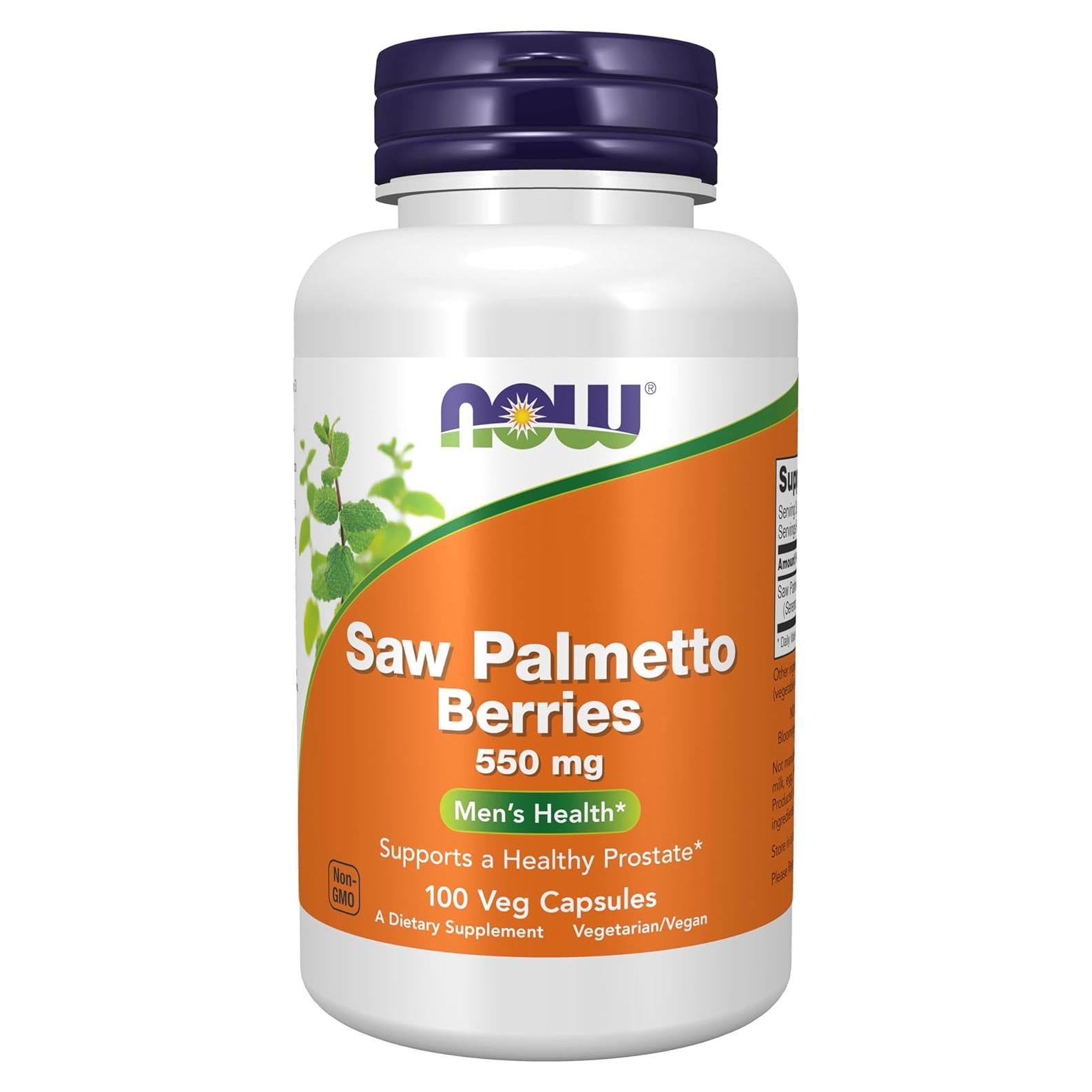 NOW Foods Bayas de Saw Palmetto 550 mg 100 Cápsulas Veganas