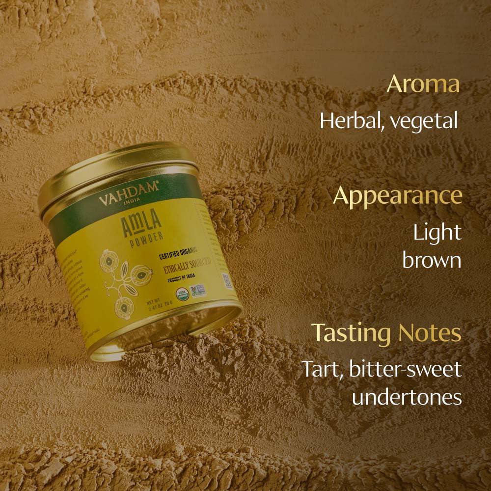 Polvo de Amla Orgánico VAHDAM 70g - Sin Gluten, Crudo, Amalaki