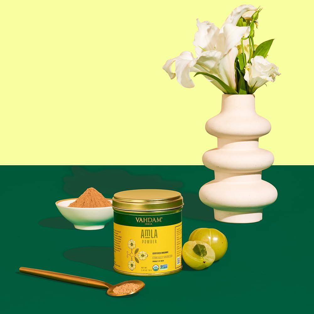 Polvo de Amla Orgánico VAHDAM 70g - Sin Gluten, Crudo, Amalaki