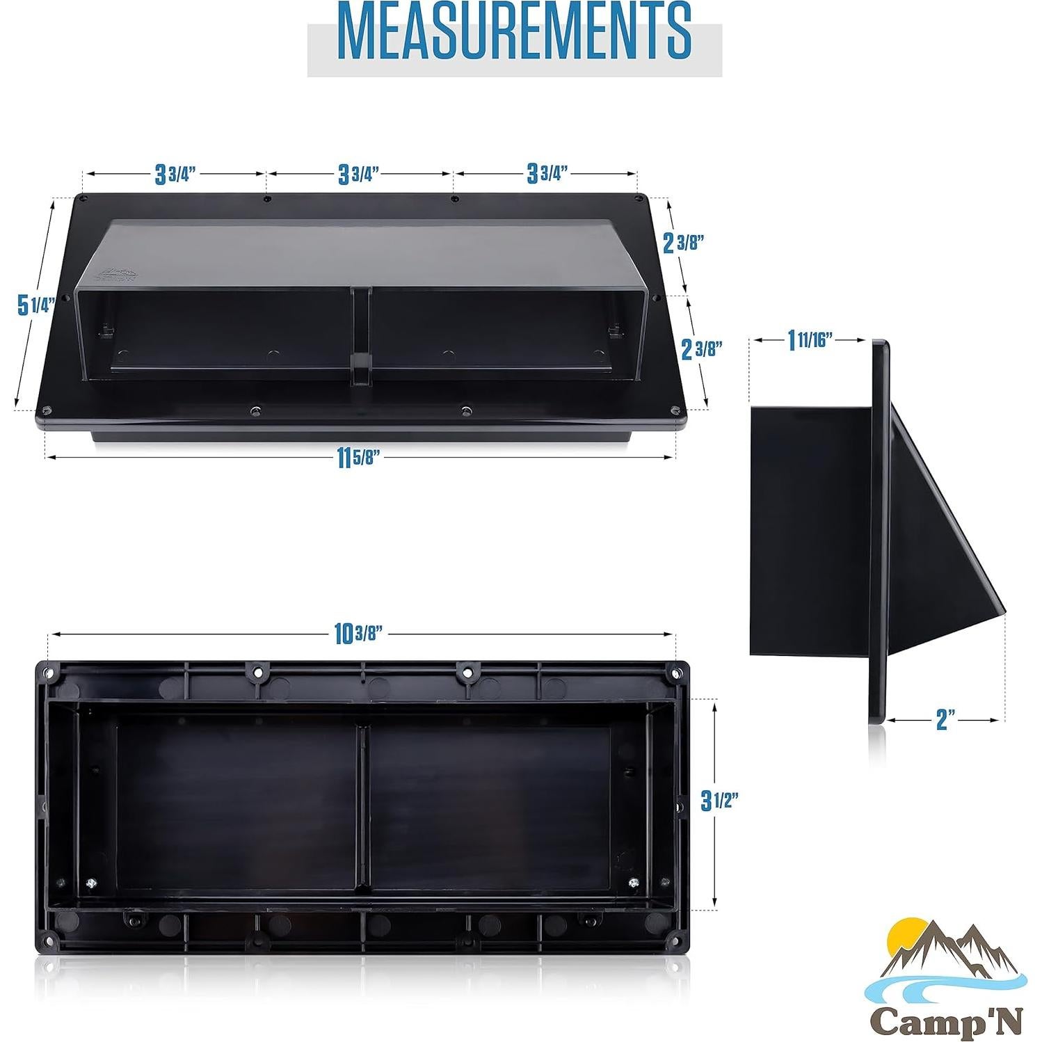 Cubierta de Ventilación de Escape Camp'N RV Negra 30.5x14x10.2cm