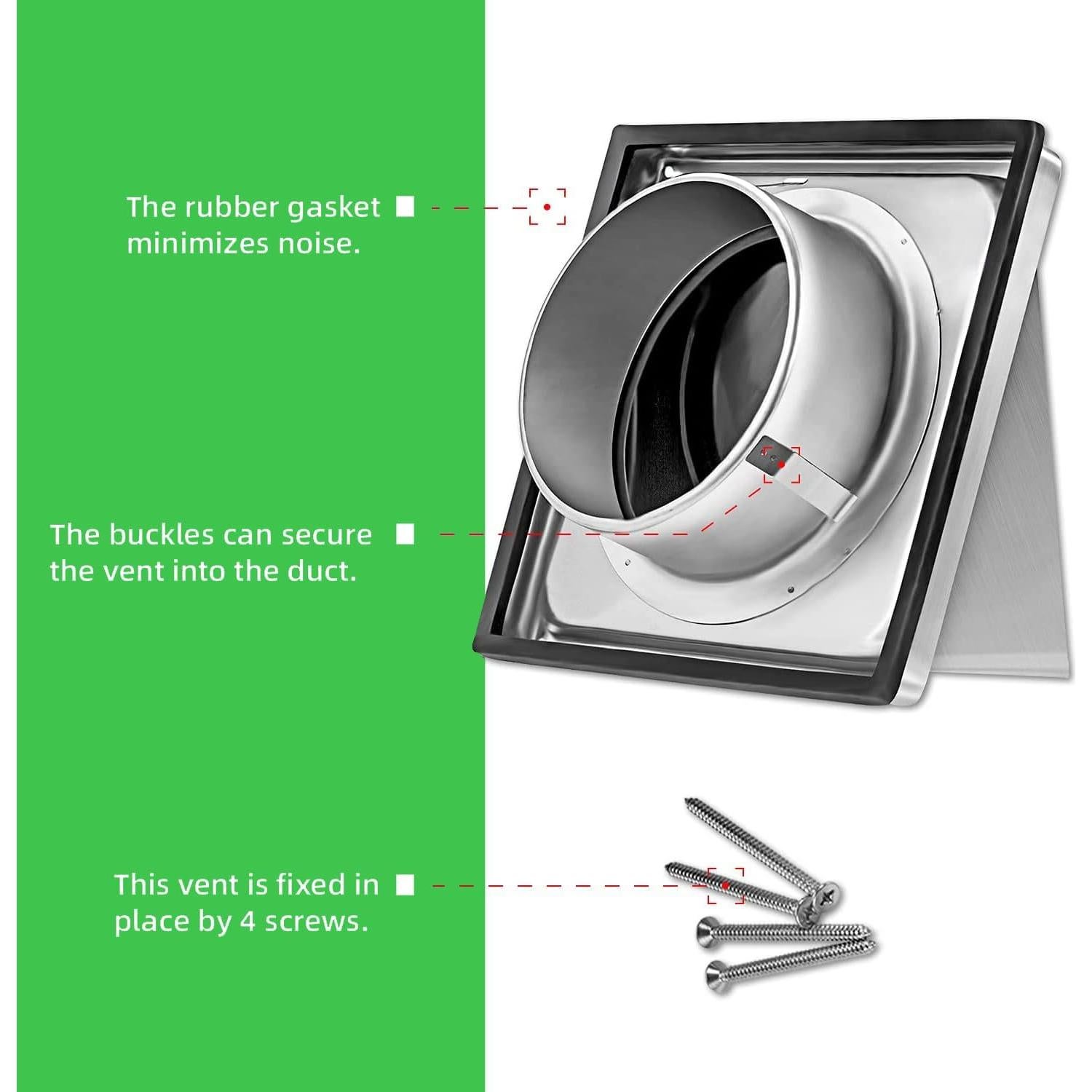 Ventilador de Pared Cuadrado KEIBIKEIDI 100mm Acero Inoxidable