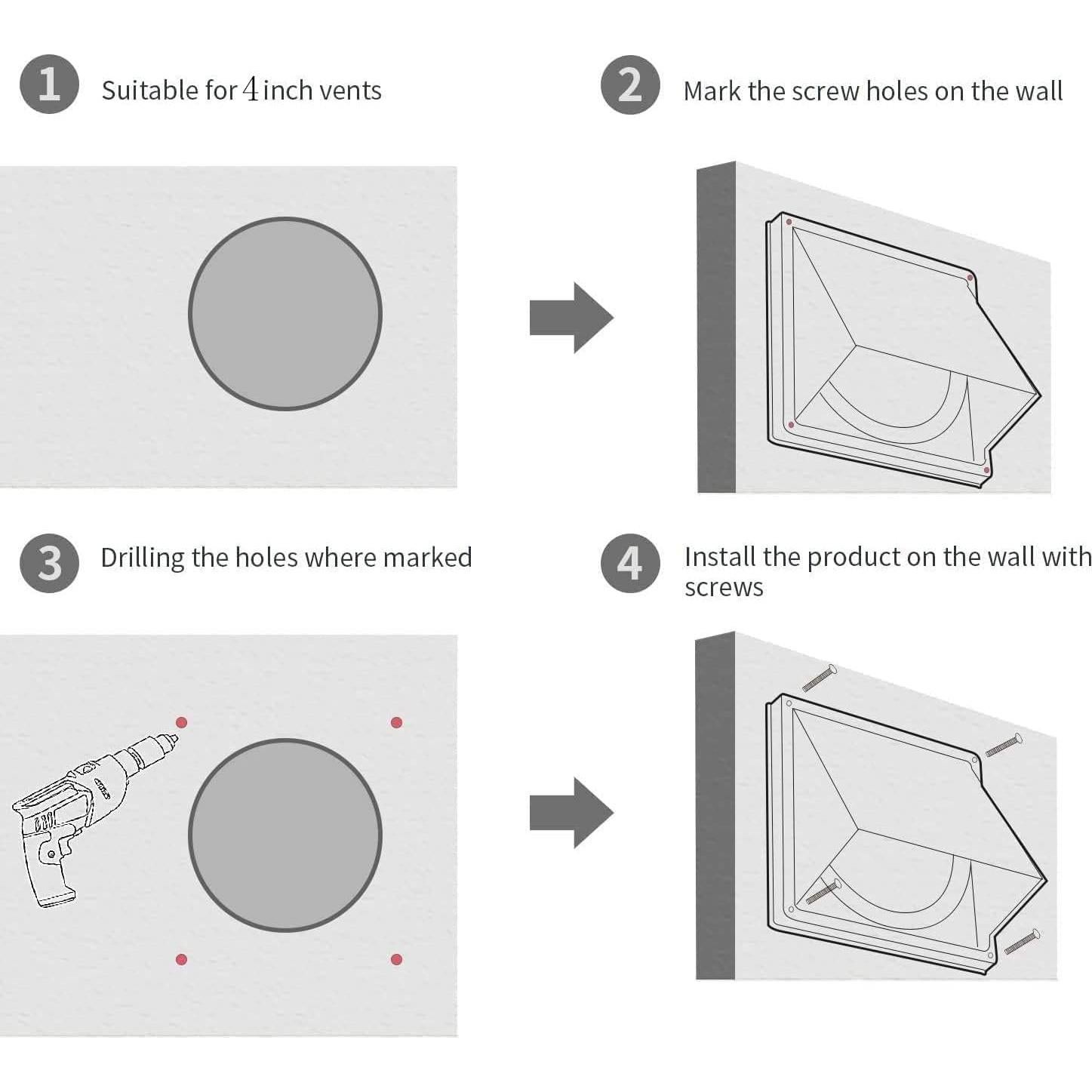Ventilador de Pared Cuadrado KEIBIKEIDI 100mm Acero Inoxidable