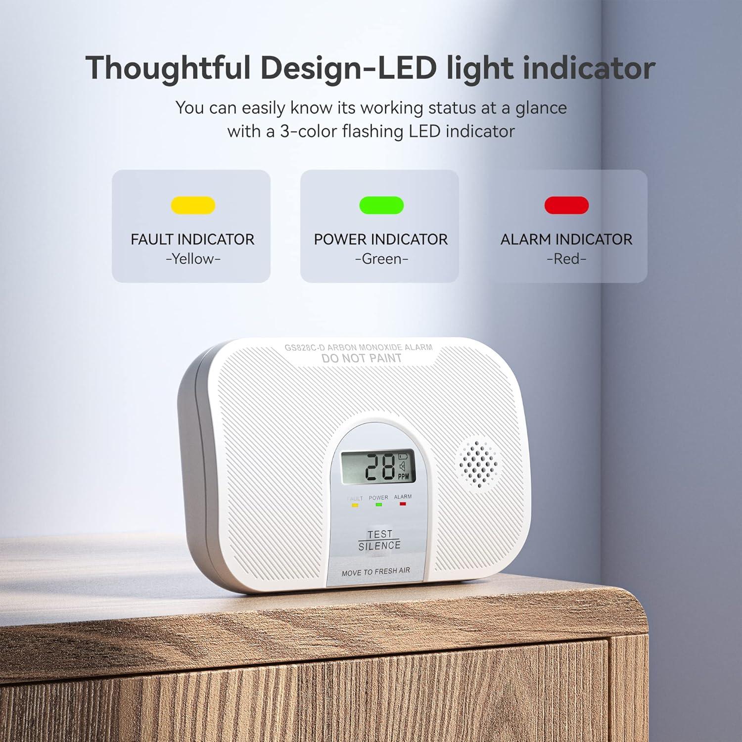 Detector de Monóxido de Carbono Siterlink GS828C-D con Pantalla LCD