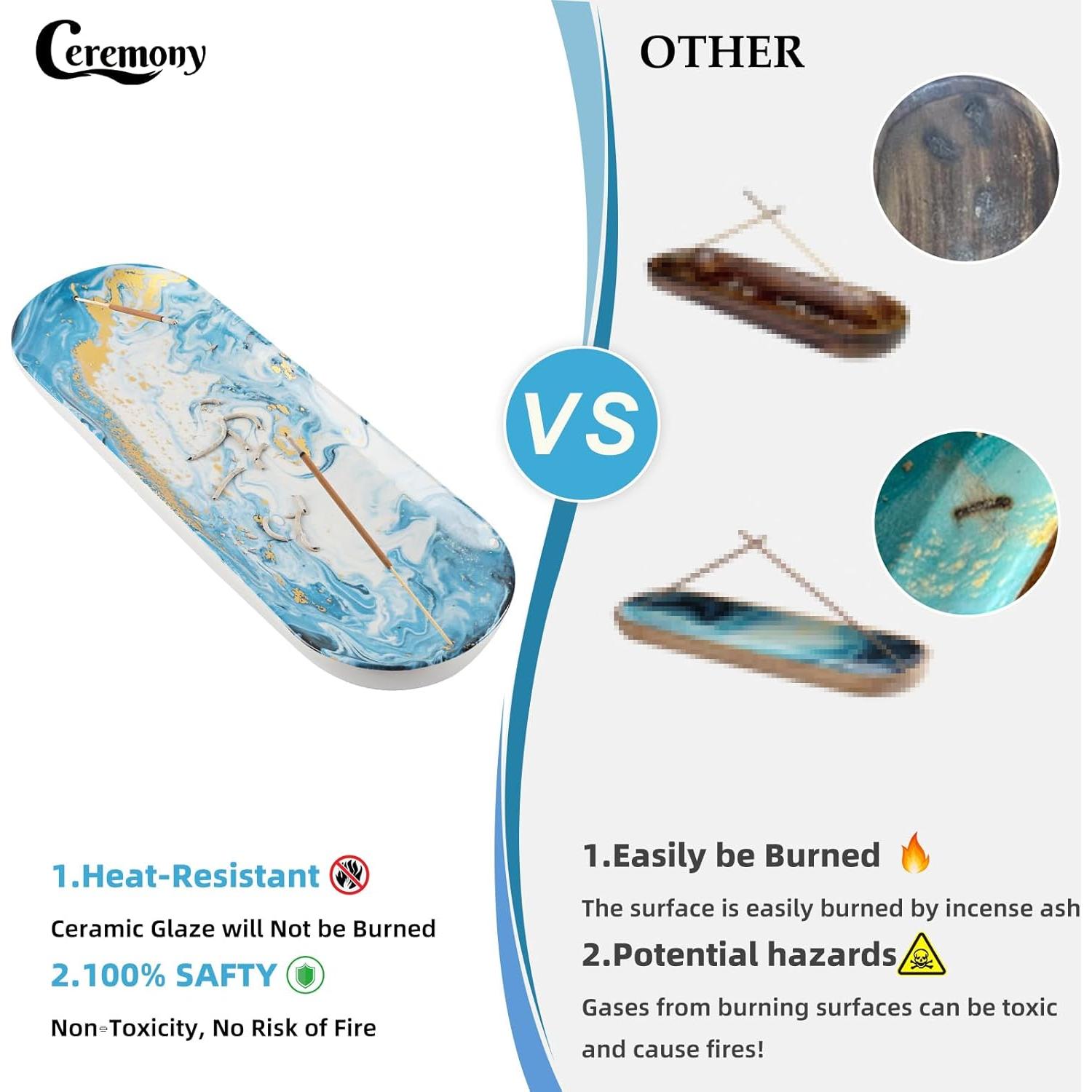 Soporte de Incienso Cerámica CEREMONIA 30x10 cm Dorado