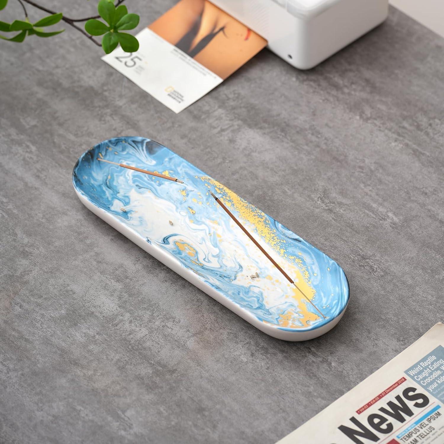 Soporte de Incienso Cerámica CEREMONIA 30x10 cm Dorado