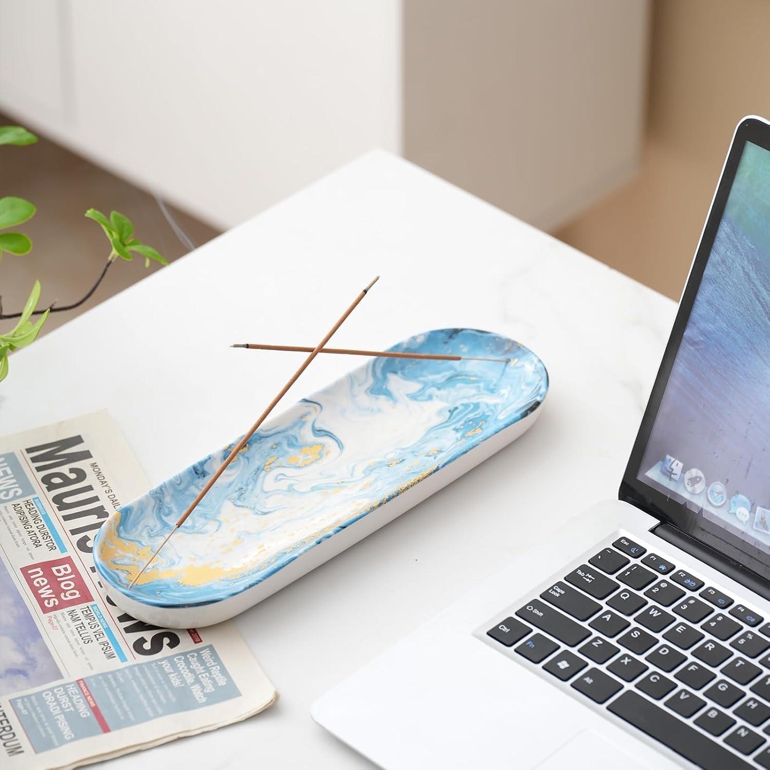 Soporte de Incienso Cerámica CEREMONIA 30x10 cm Dorado