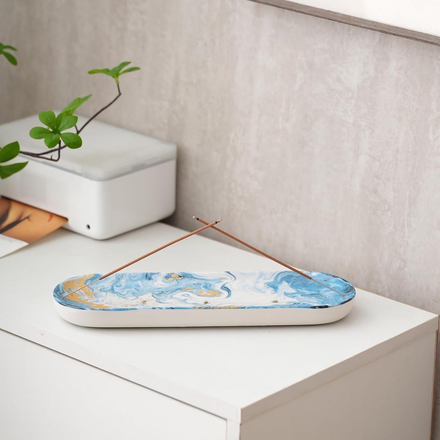 Soporte de Incienso Cerámica CEREMONIA 30x10 cm Dorado