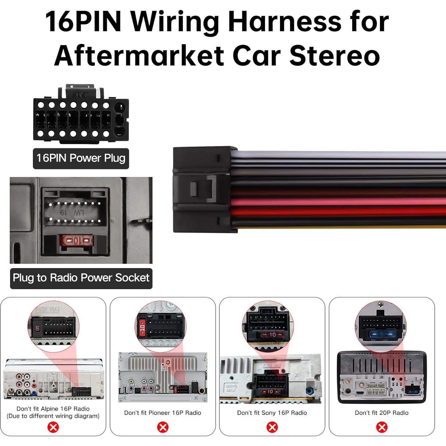 Arnés de Cable de Radio Toyota Camry RAV4 Corolla 16PIN