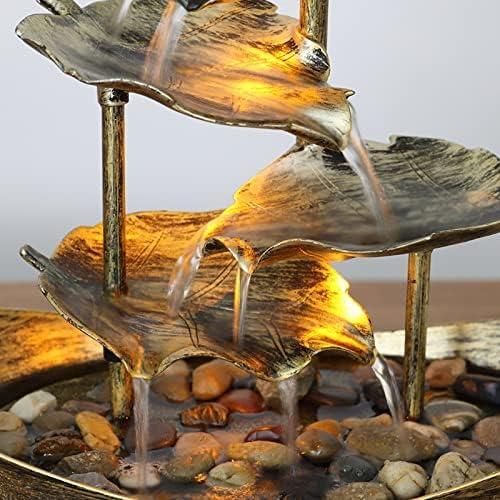 Fuente de Agua de Mesa CHUNBANGDM con Luz LED y Bomba USB - Oro