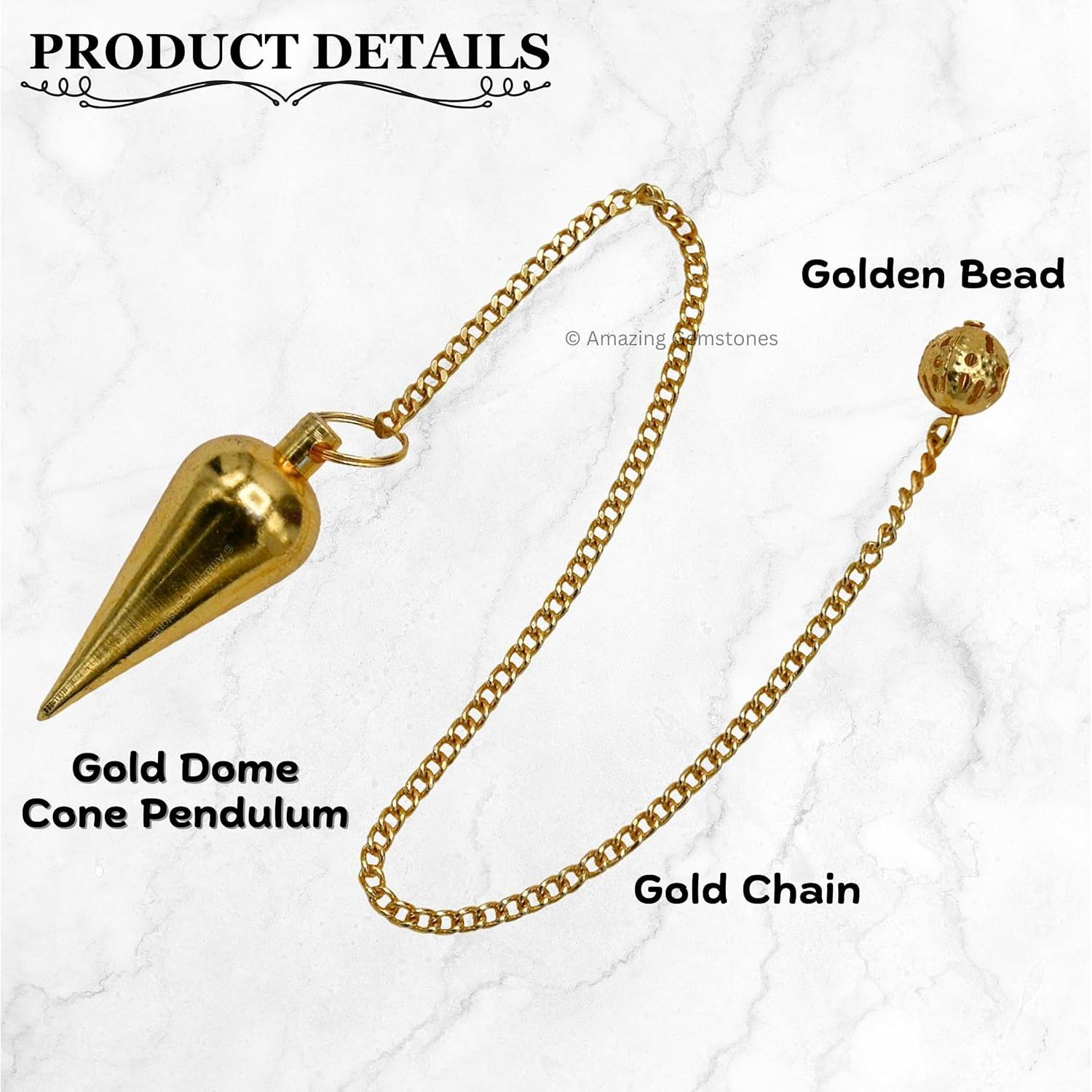 Péndulo de Metal Clásico con Domo Oro 7.62 cm - Radiestesia