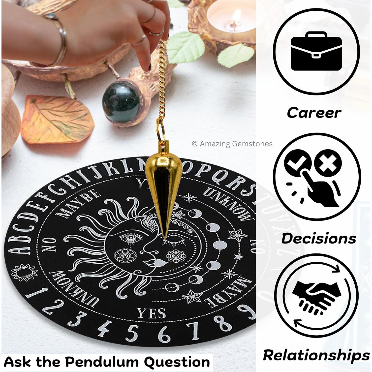 Péndulo de Metal Clásico con Domo Oro 7.62 cm - Radiestesia