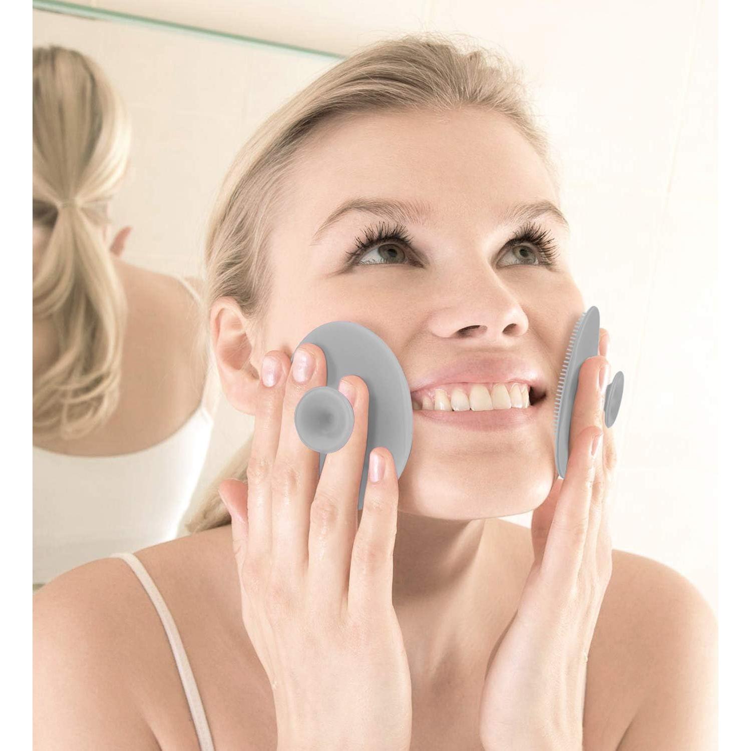 Exfoliador Facial de Silicona Luckyiren - 2 Paquetes Gris y Blanco