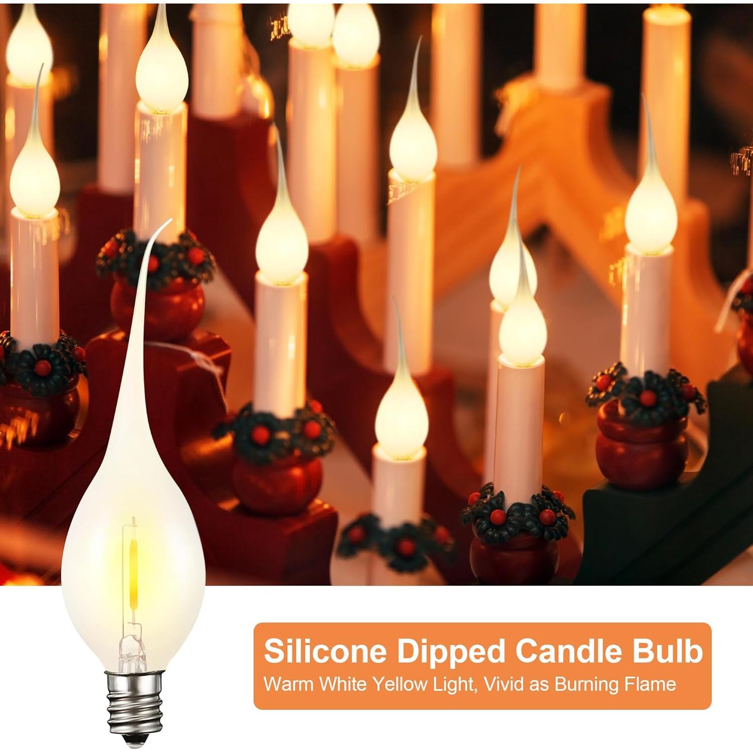 Bombillas LED de Vela de Silicona Meonum 12 Pcs E12 120V