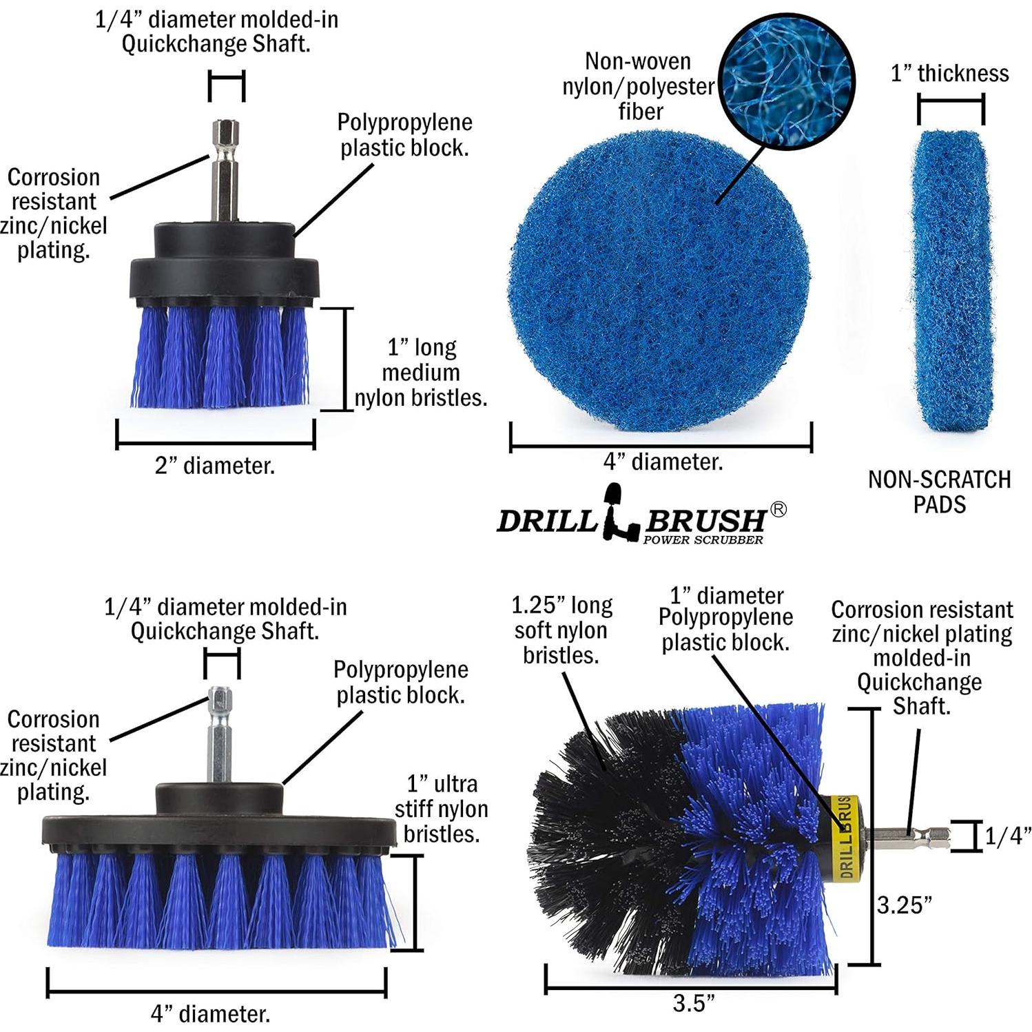 Kit de Limpieza Drillbrush - 3 Cepillos y 3 Almohadillas Azules