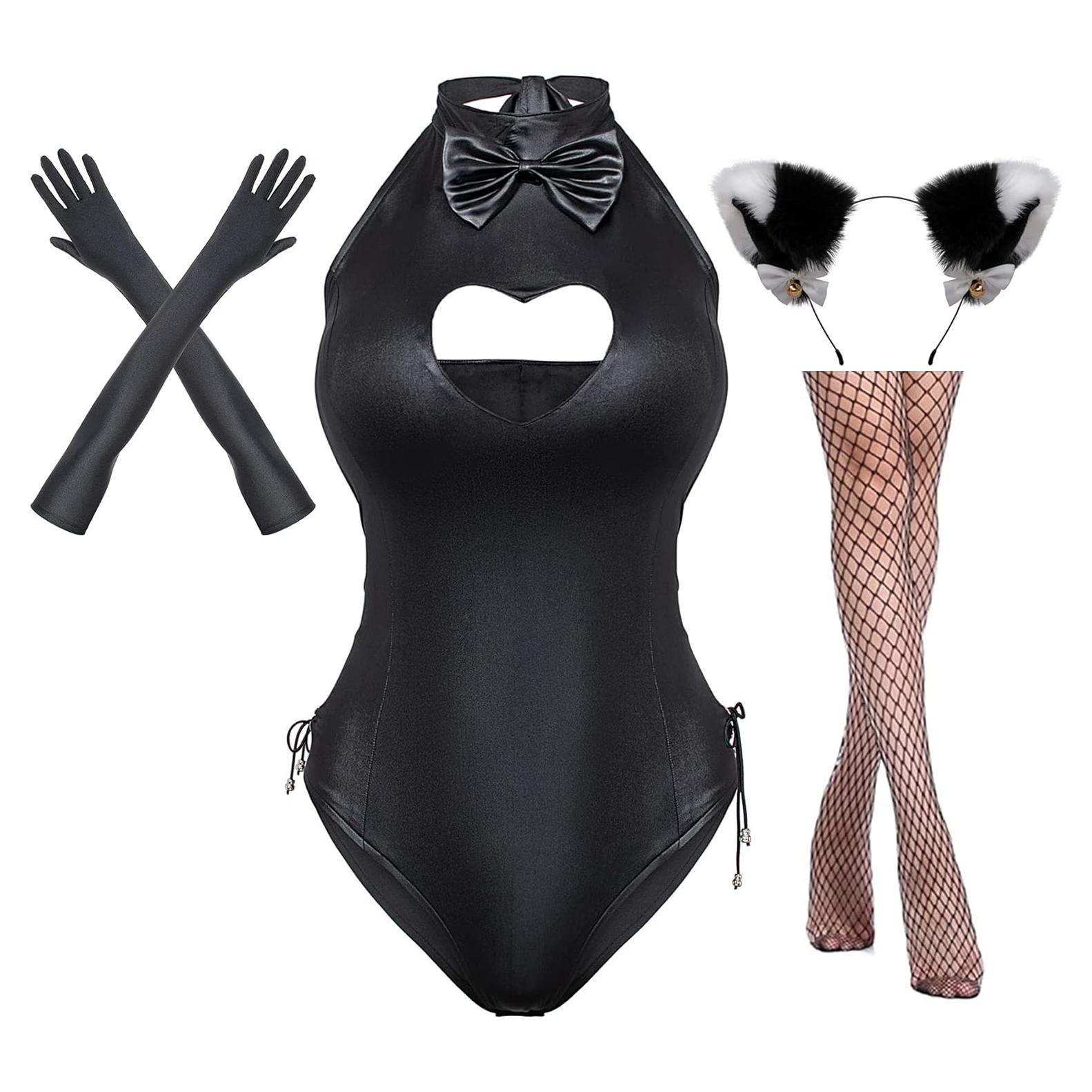 Disfraz de Conejita para Mujeres Yuriko - Mono Enterizo Negro S