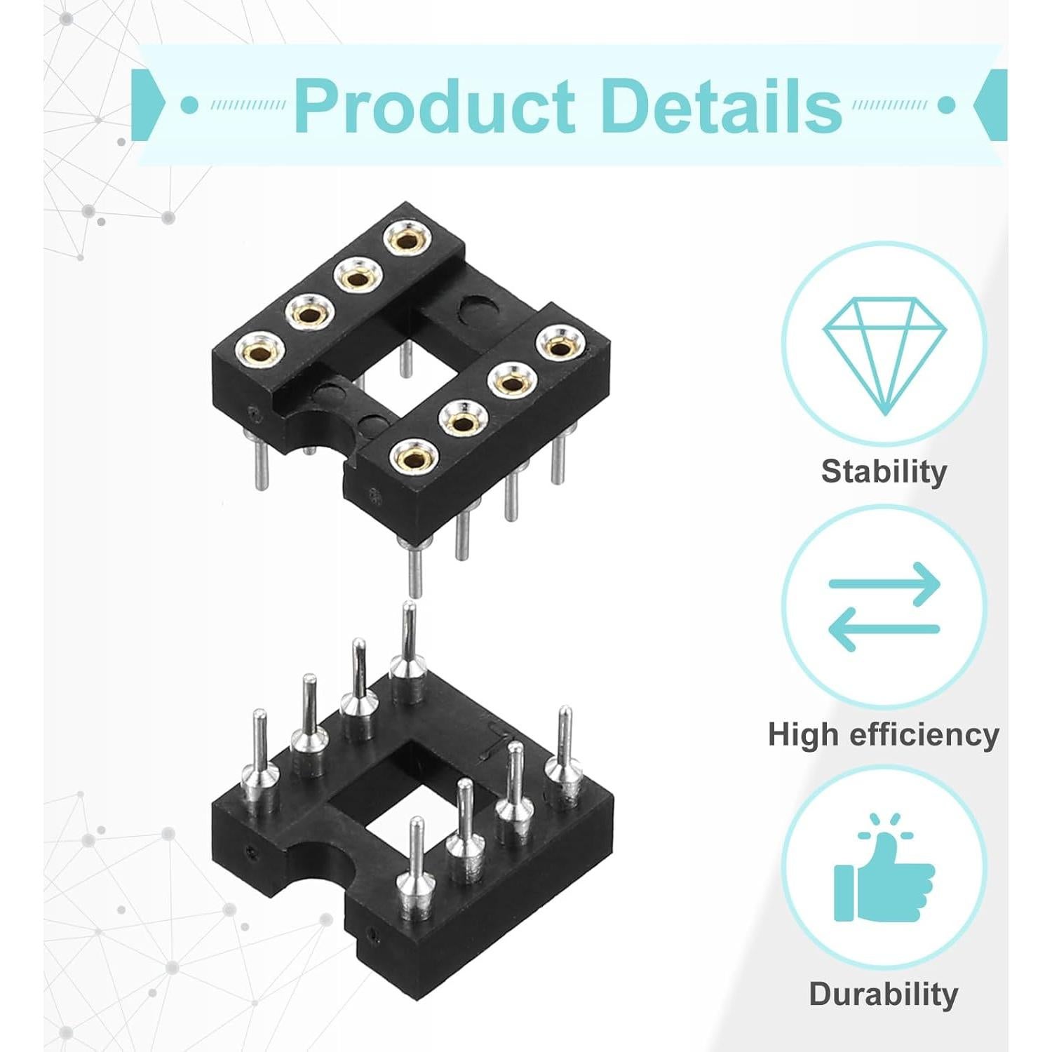 Adaptador de Zócalo DIP IC 8 Pines MECCANIXITY 30 Pcs 2.54mm