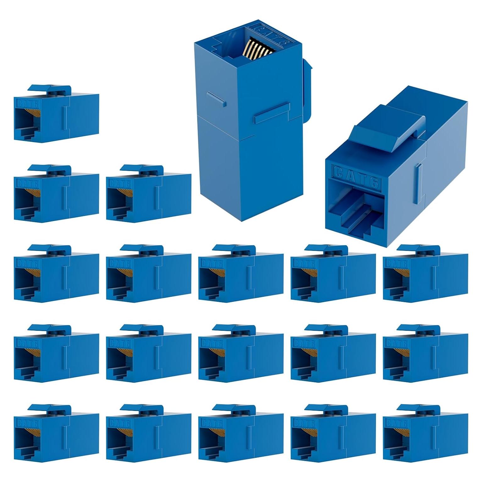 Acoplador RJ45 Cat6 VANDESAIL 20-Pack Hembra a Hembra Azul