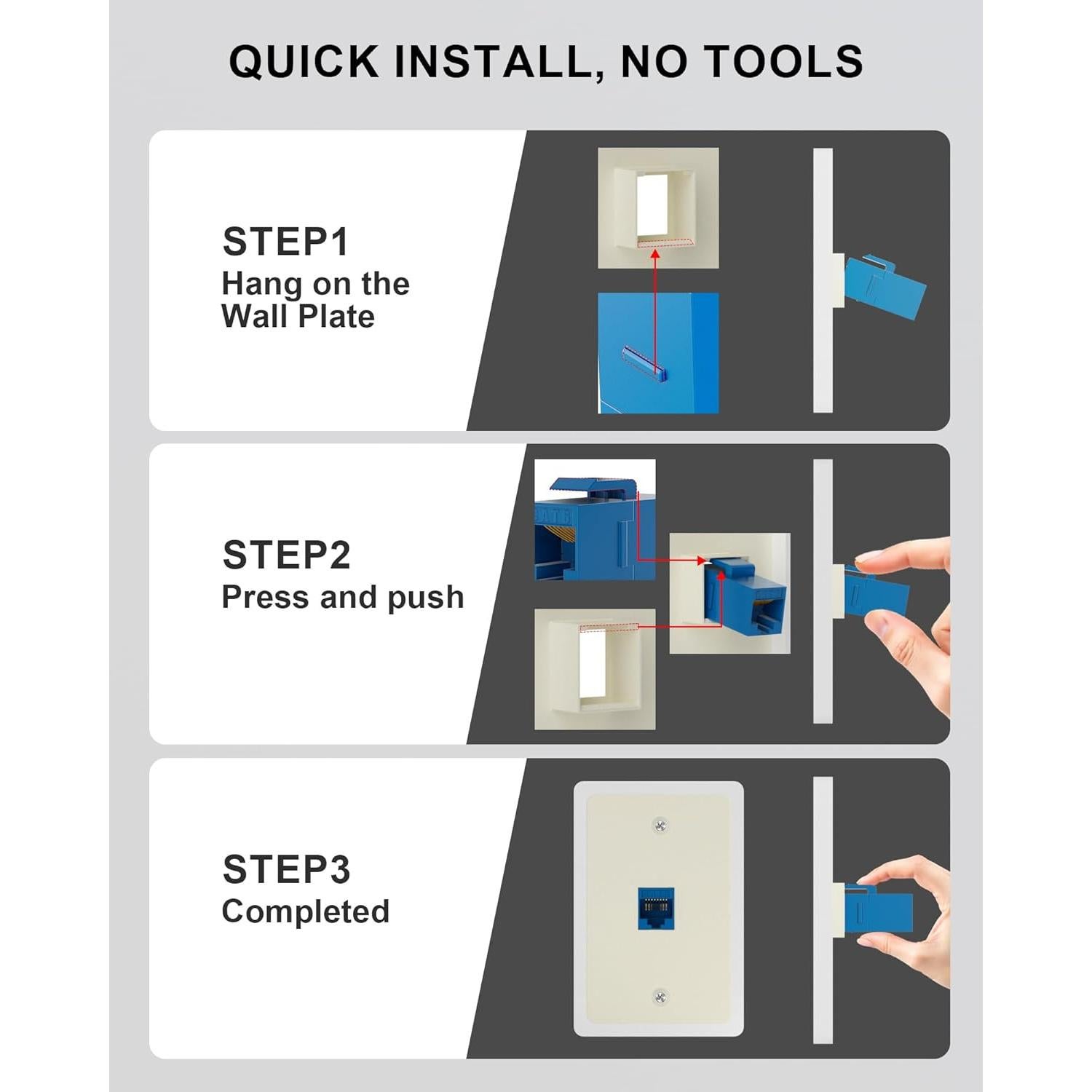 Acoplador RJ45 Cat6 VANDESAIL 20-Pack Hembra a Hembra Azul