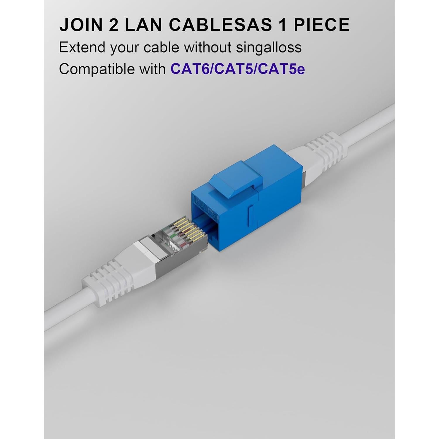 Acoplador RJ45 Cat6 VANDESAIL 20-Pack Hembra a Hembra Azul