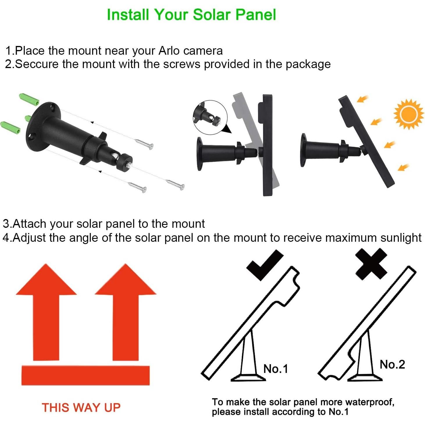 Panel Solar iTODOS para Arlo Pro y Pro 2, 3.6m Cable