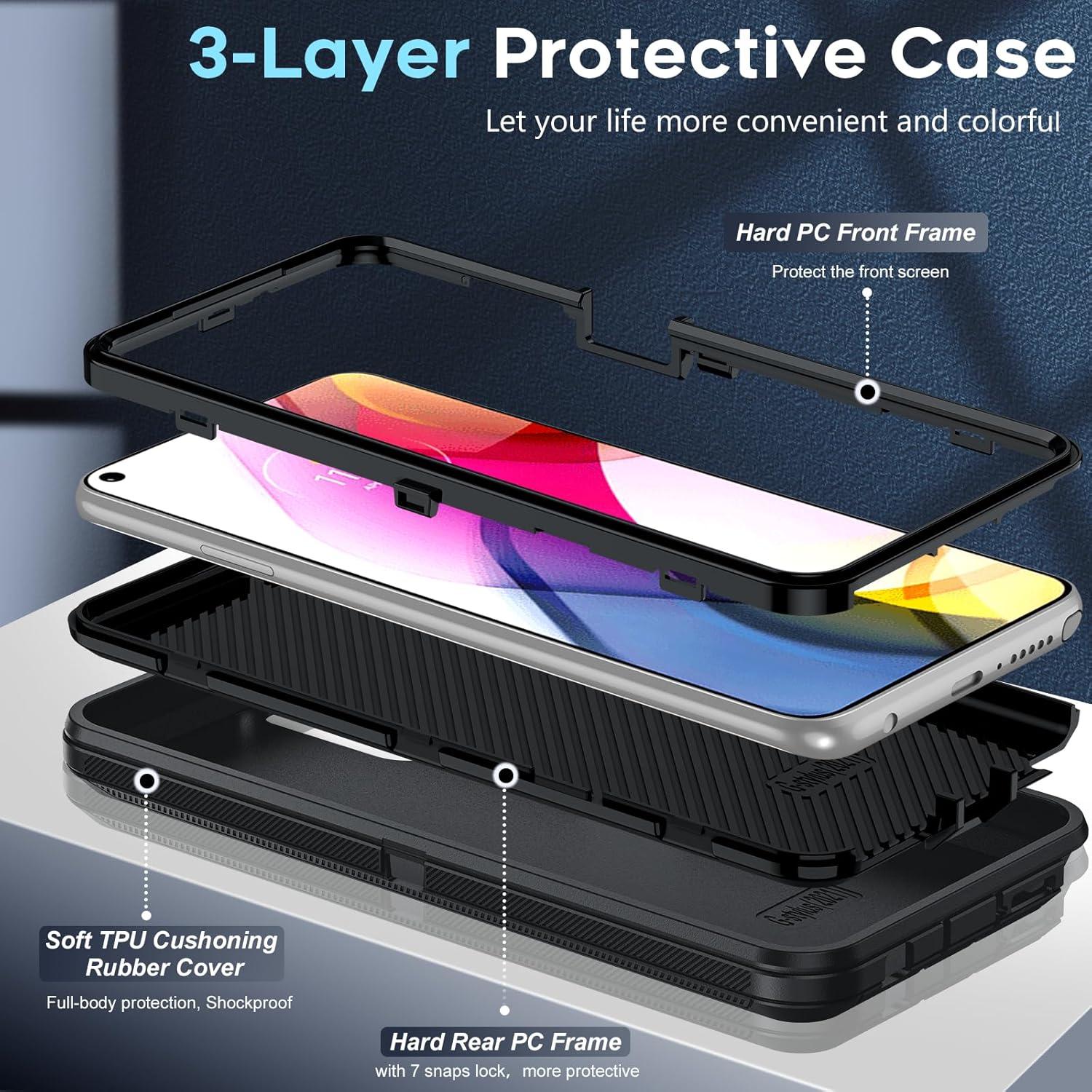 Funda LeYi para Moto G Stylus 4G 2021 - Grado Militar, Negro