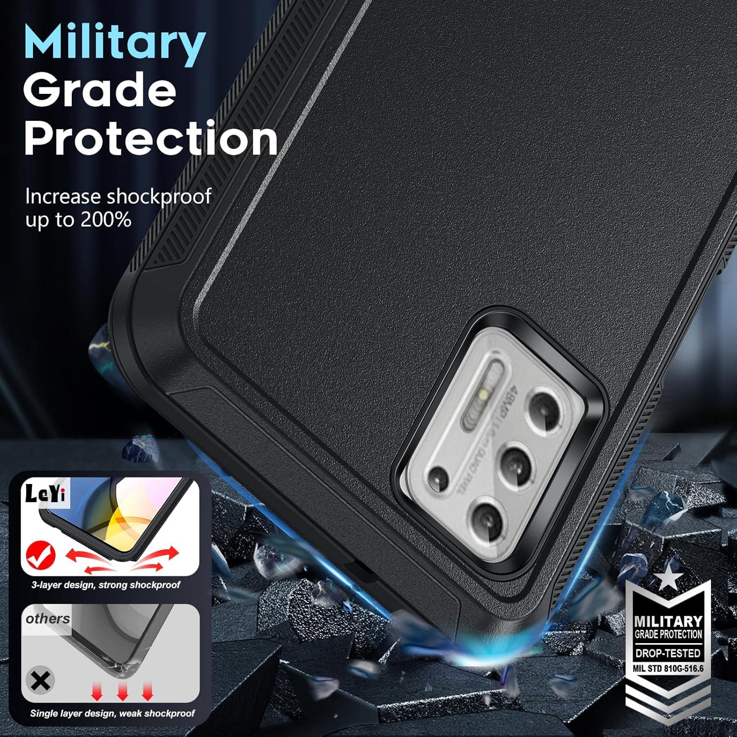 Funda LeYi para Moto G Stylus 4G 2021 - Grado Militar, Negro