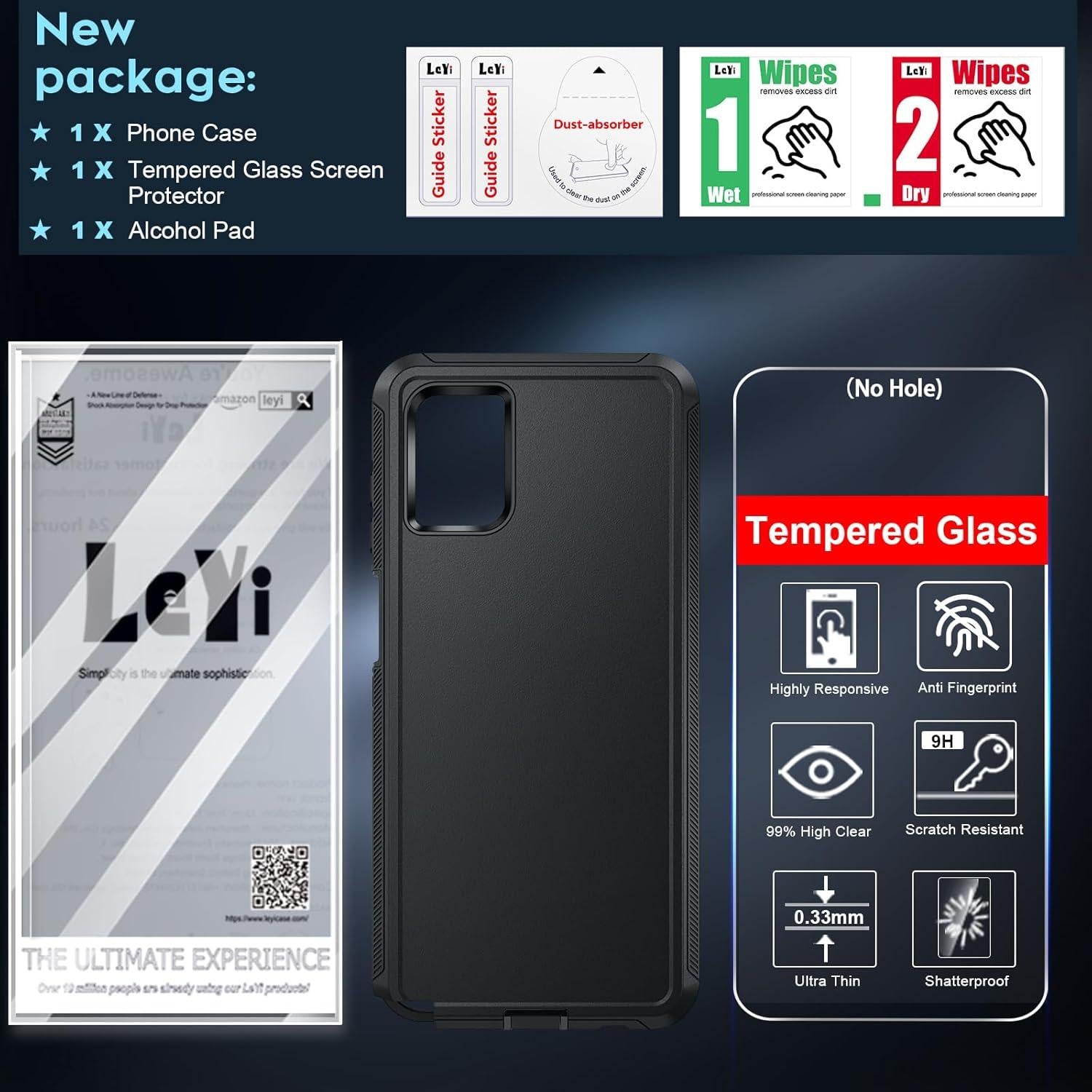 Funda LeYi para Moto G Stylus 4G 2021 - Grado Militar, Negro