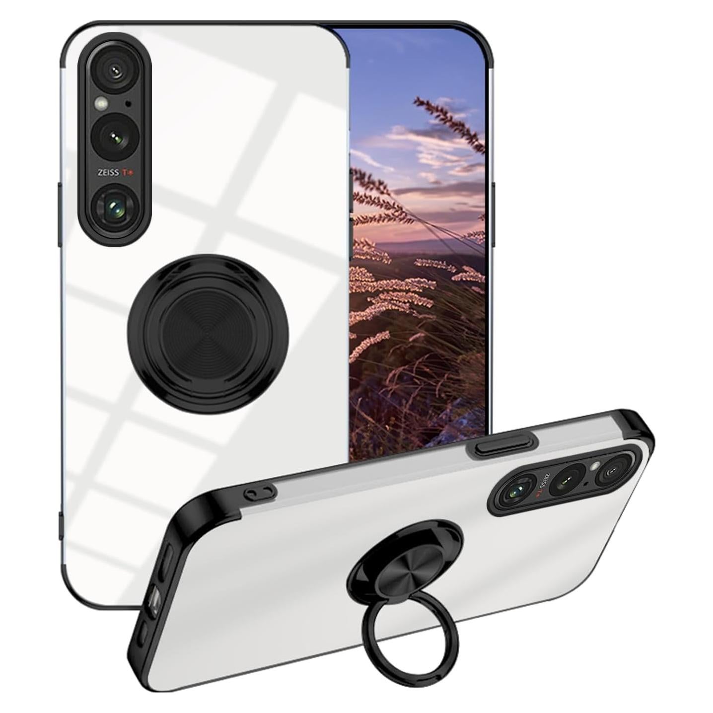 Funda Transparente con Soporte para Sony Xperia 1 VII - Negro