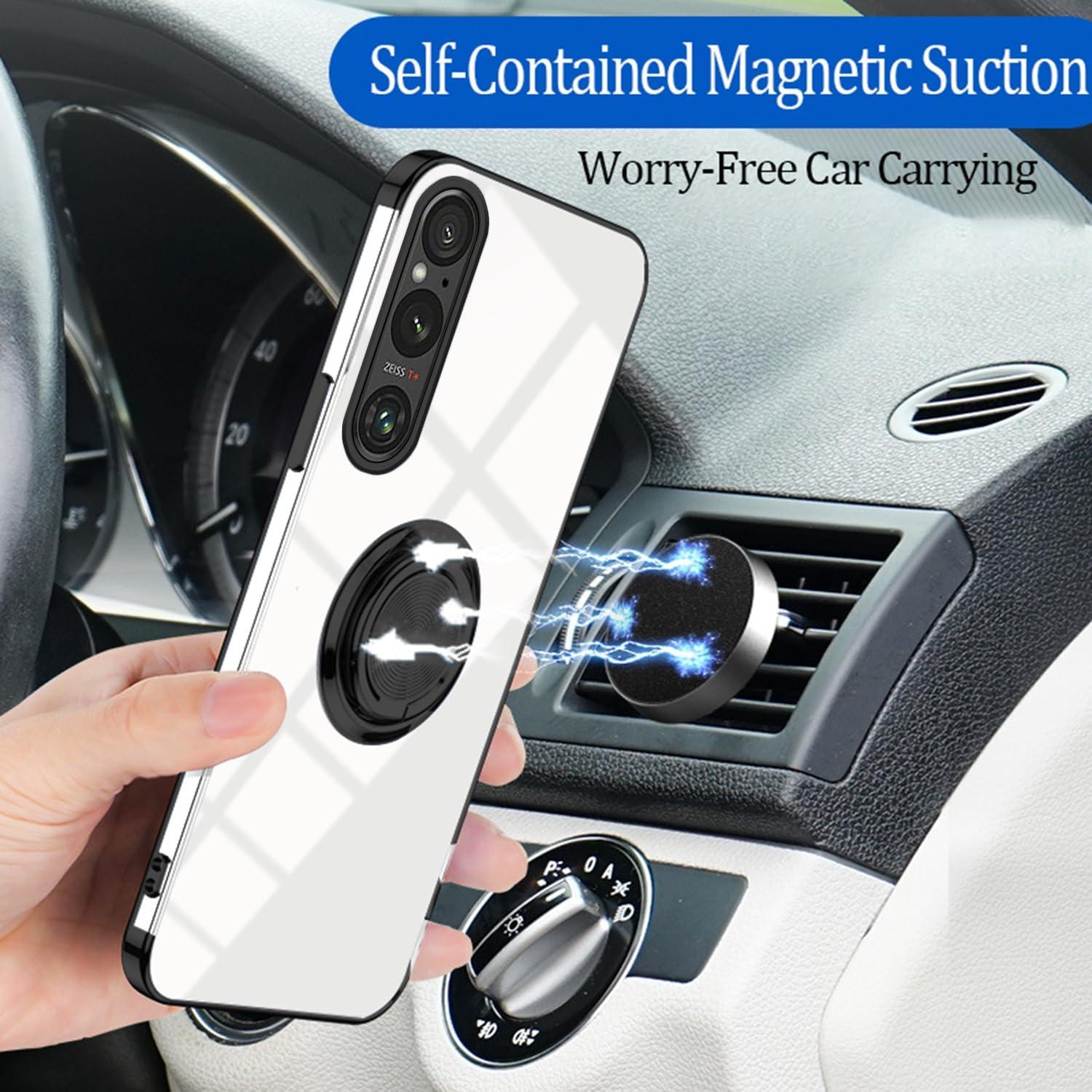 Funda Transparente con Soporte para Sony Xperia 1 VII - Negro