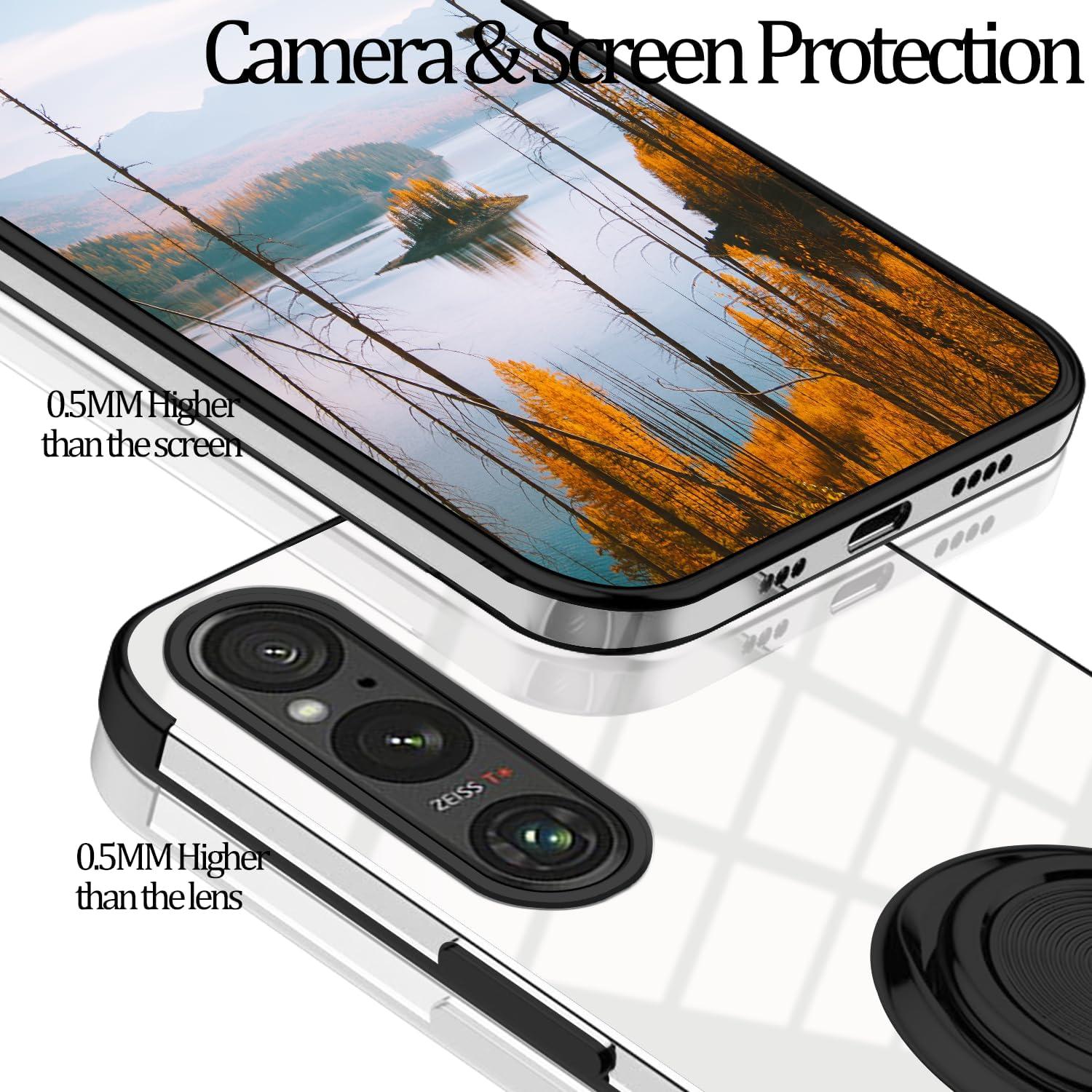 Funda Transparente con Soporte para Sony Xperia 1 VII - Negro