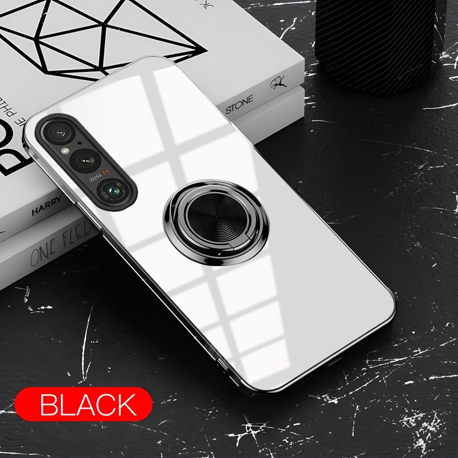 Funda Transparente con Soporte para Sony Xperia 1 VII - Negro