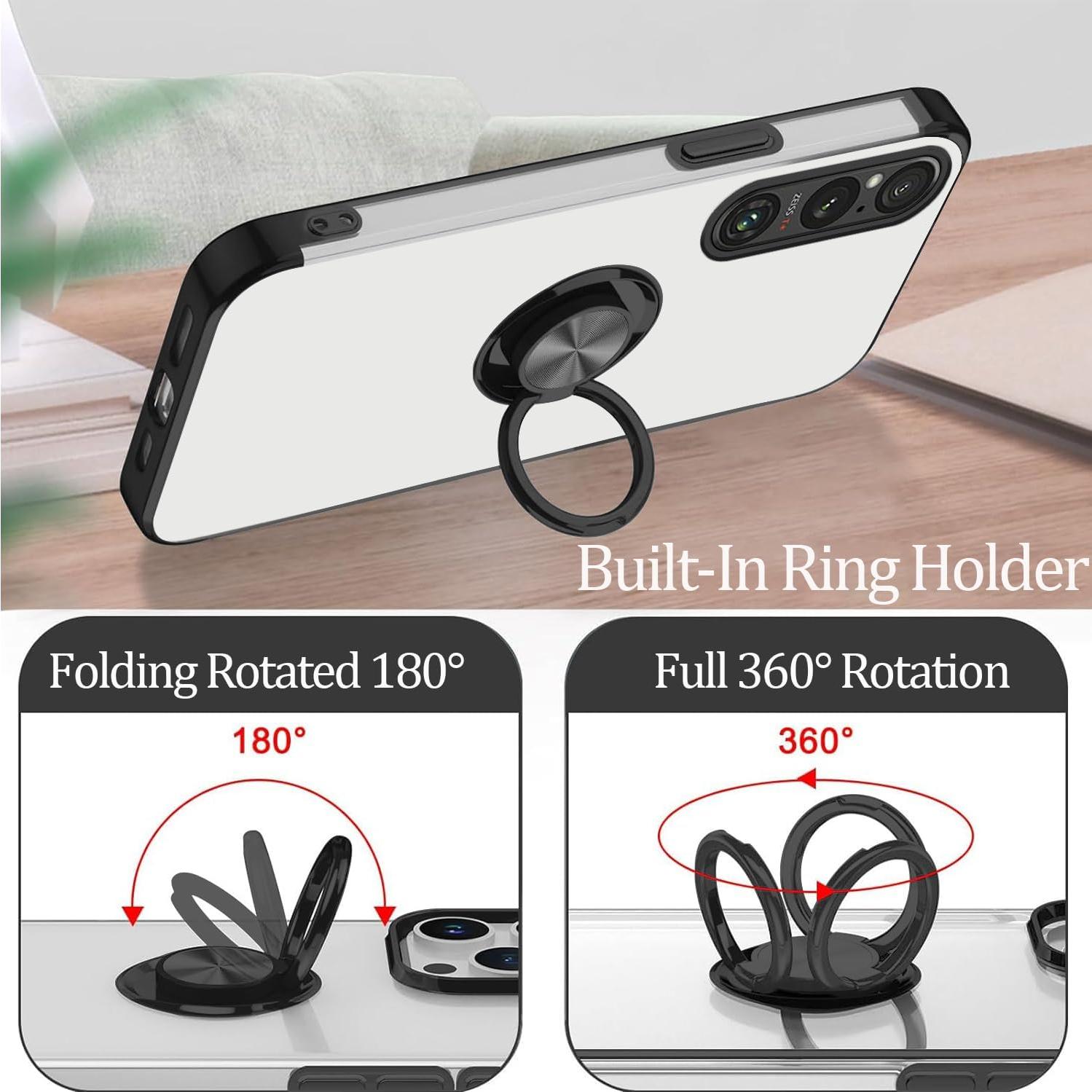 Funda Transparente con Soporte para Sony Xperia 1 VII - Negro