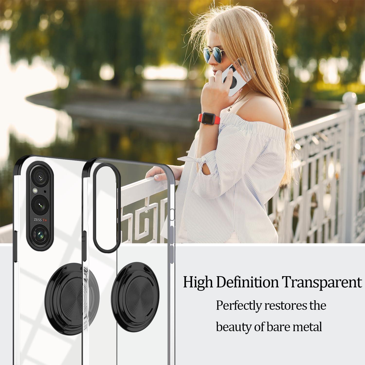 Funda Transparente con Soporte para Sony Xperia 1 VII - Negro