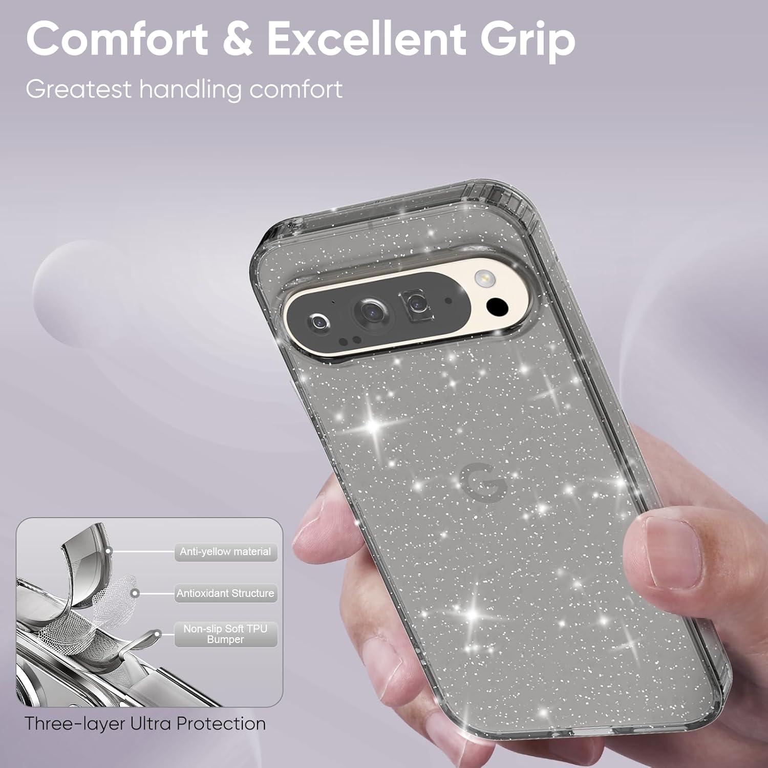 Funda Transparente Brillante Tuokiou para Google Pixel 8 - Negro