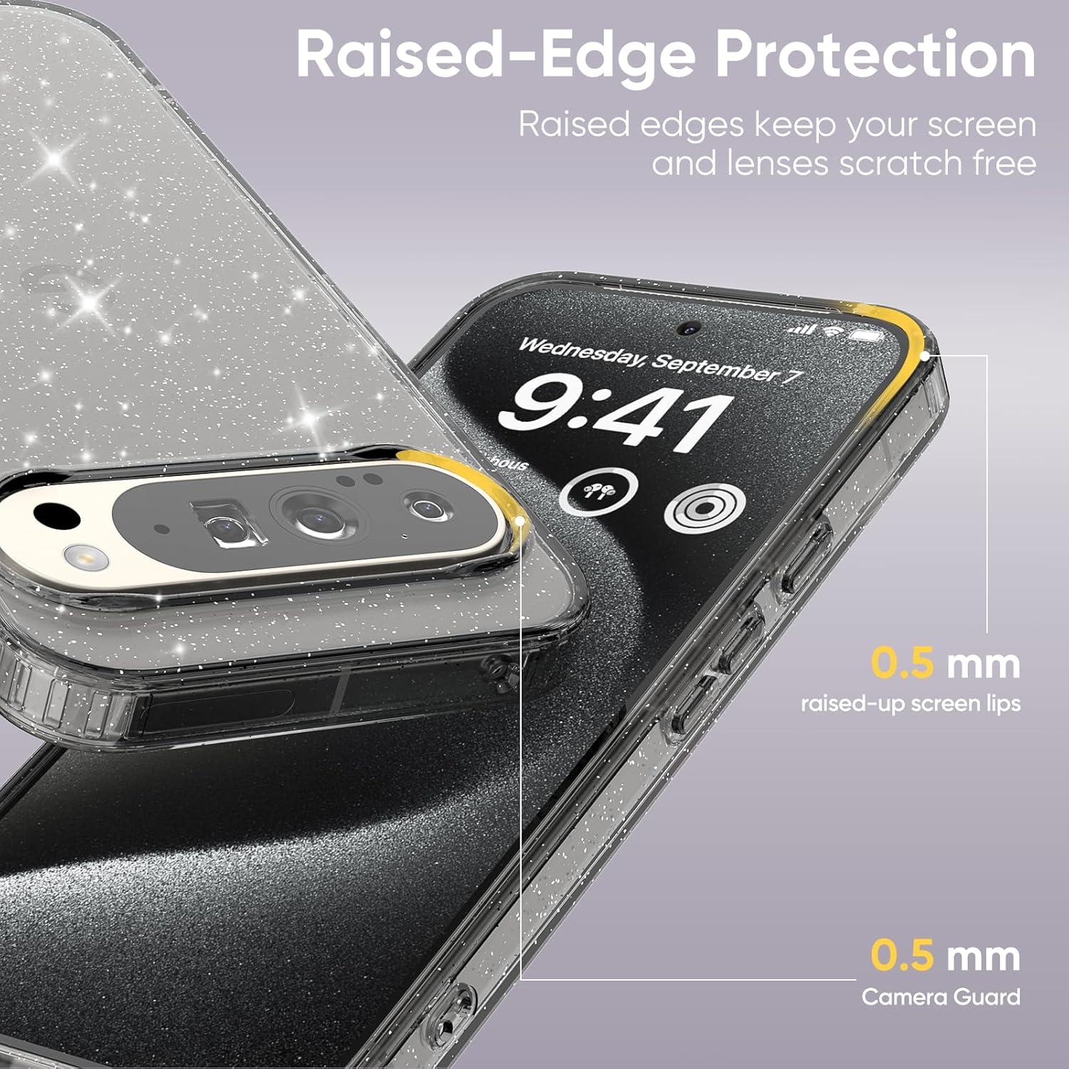 Funda Transparente Brillante Tuokiou para Google Pixel 8 - Negro