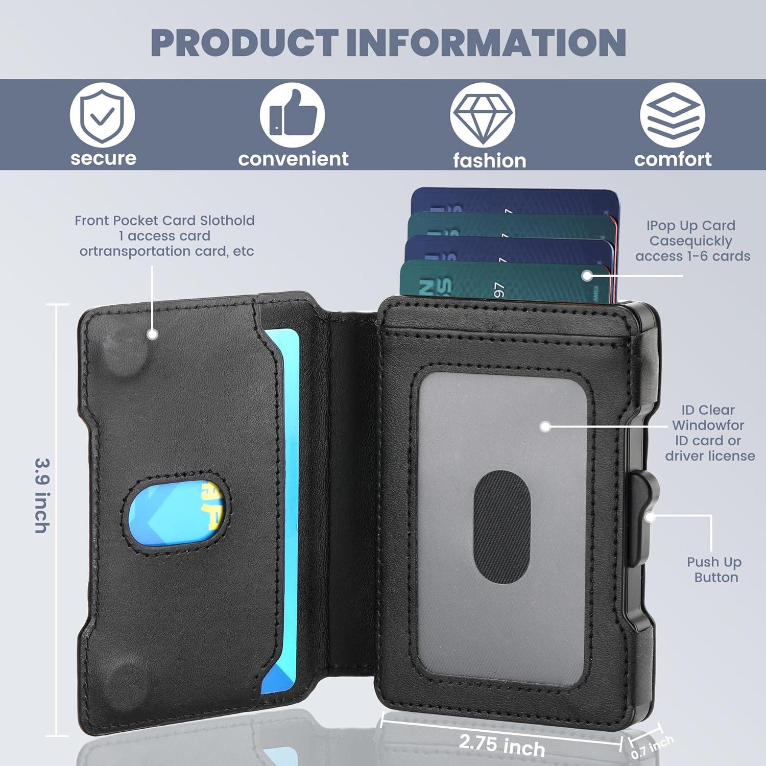 Billetera delgada AIRZOO con bloqueo RFID y clip, Negro